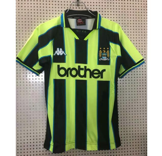 1998-99 Manchester City Retro Green Away Kit Soccer Jersey